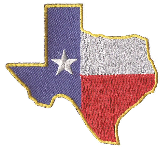 TEXAS state shape embroidered souvenir patch, TX.
