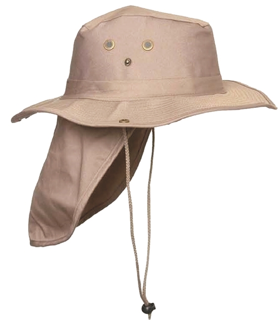 bush hat with a back flap to protect 